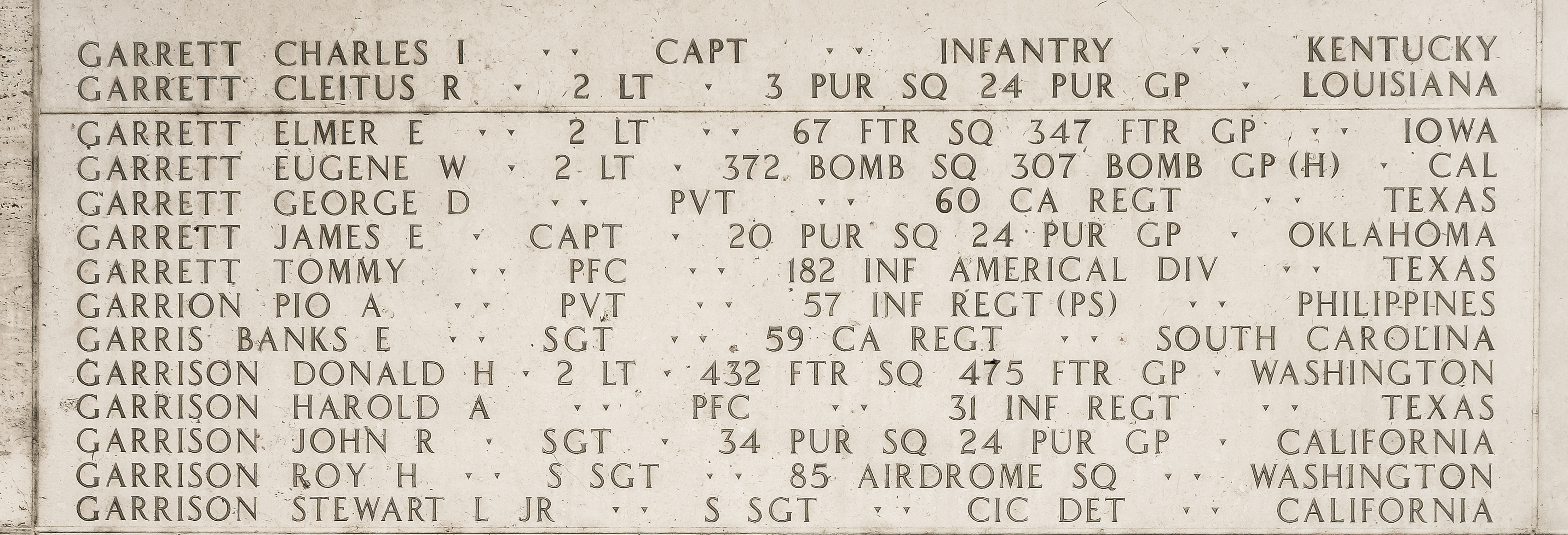 Donald H. Garrison, Second Lieutenant